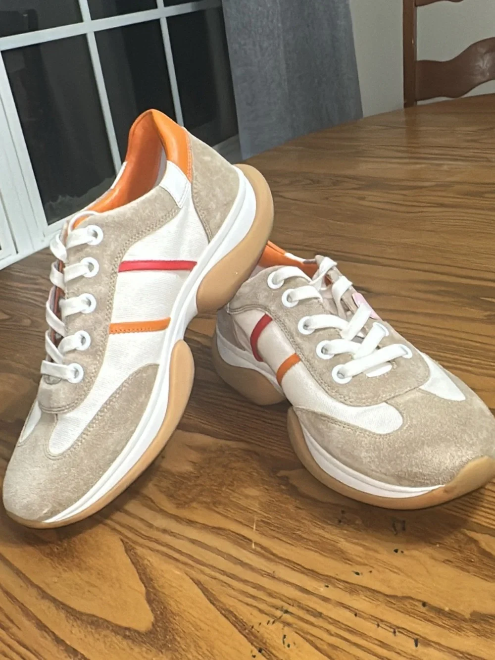 Tory Burch Multicolor Suede and Canvas Bubble Stripe Lace Up Sneakers (shoes 20